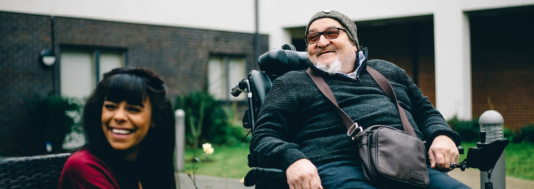 Carer and wheelchair user
