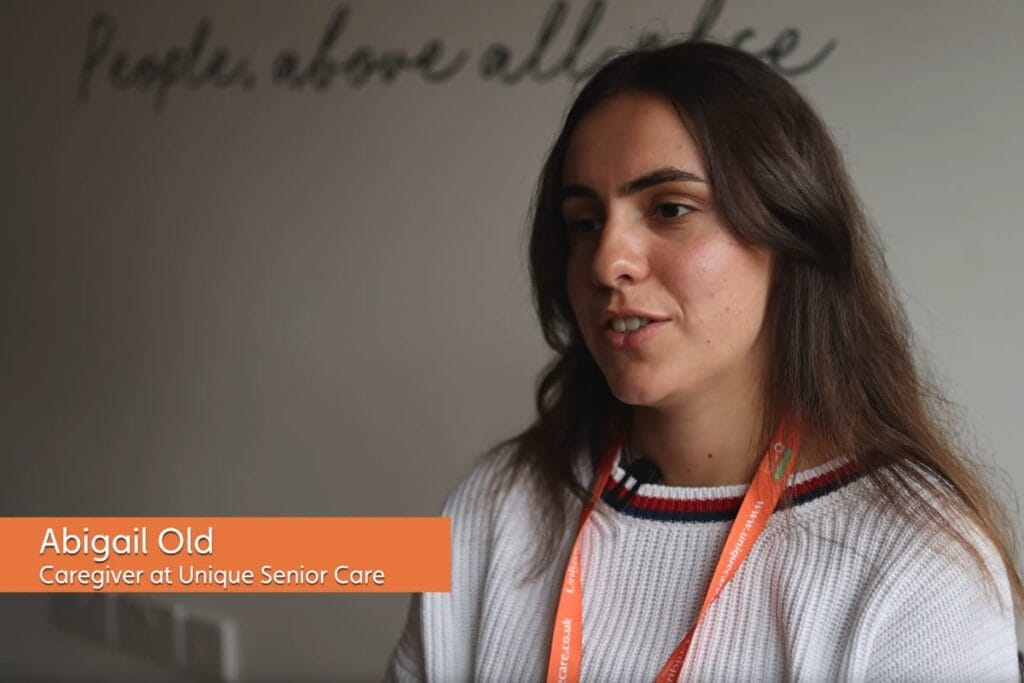 Image of Abigail talking about how many days can a carer work a week in home care at Unique Senior Care