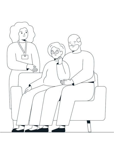 elderly couple and nurse illustration