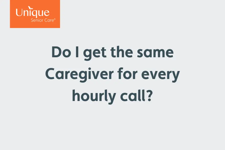 Text frame with the text "Do I get the same Caregiver for every hourly call?"