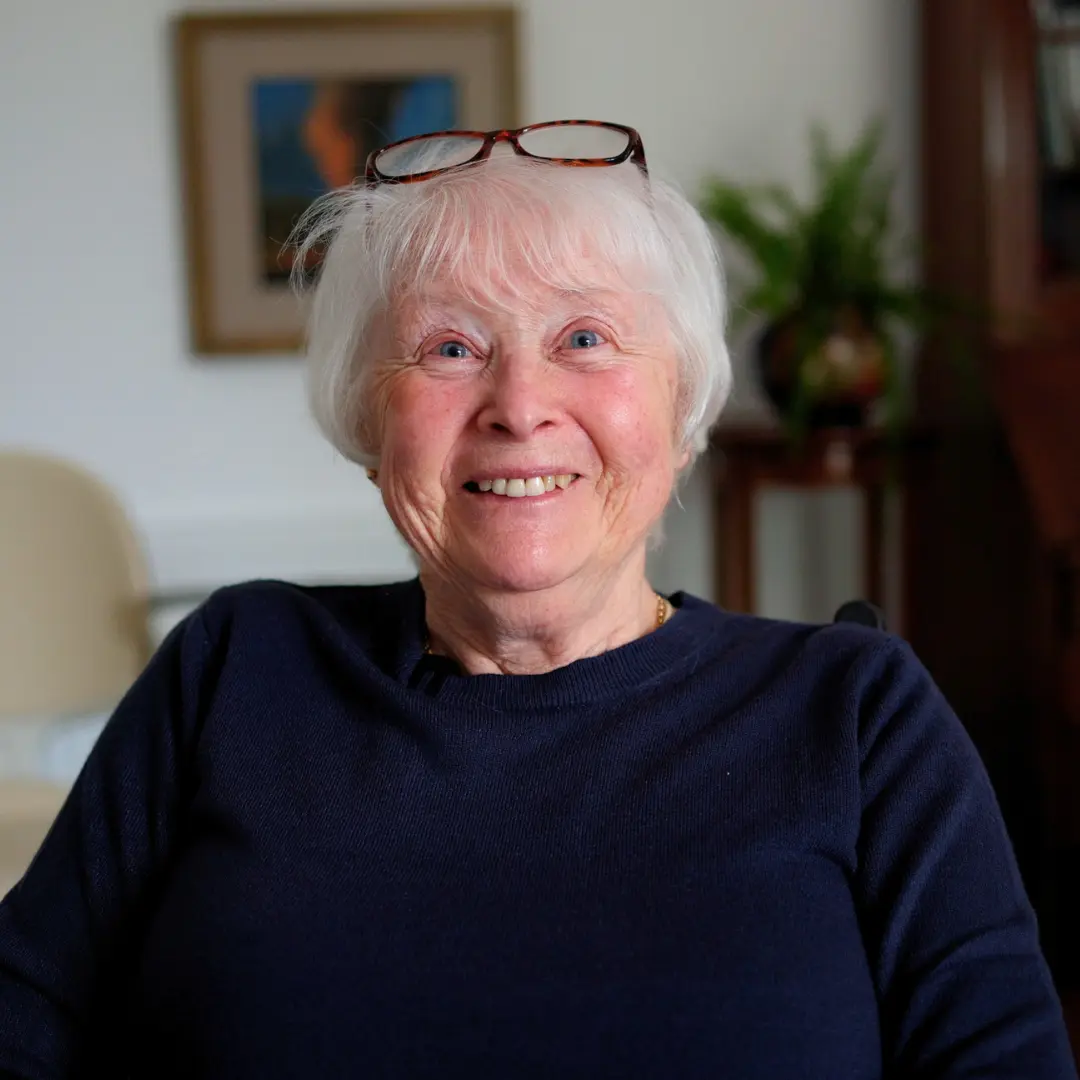 Carol, unique senior care client, smiling