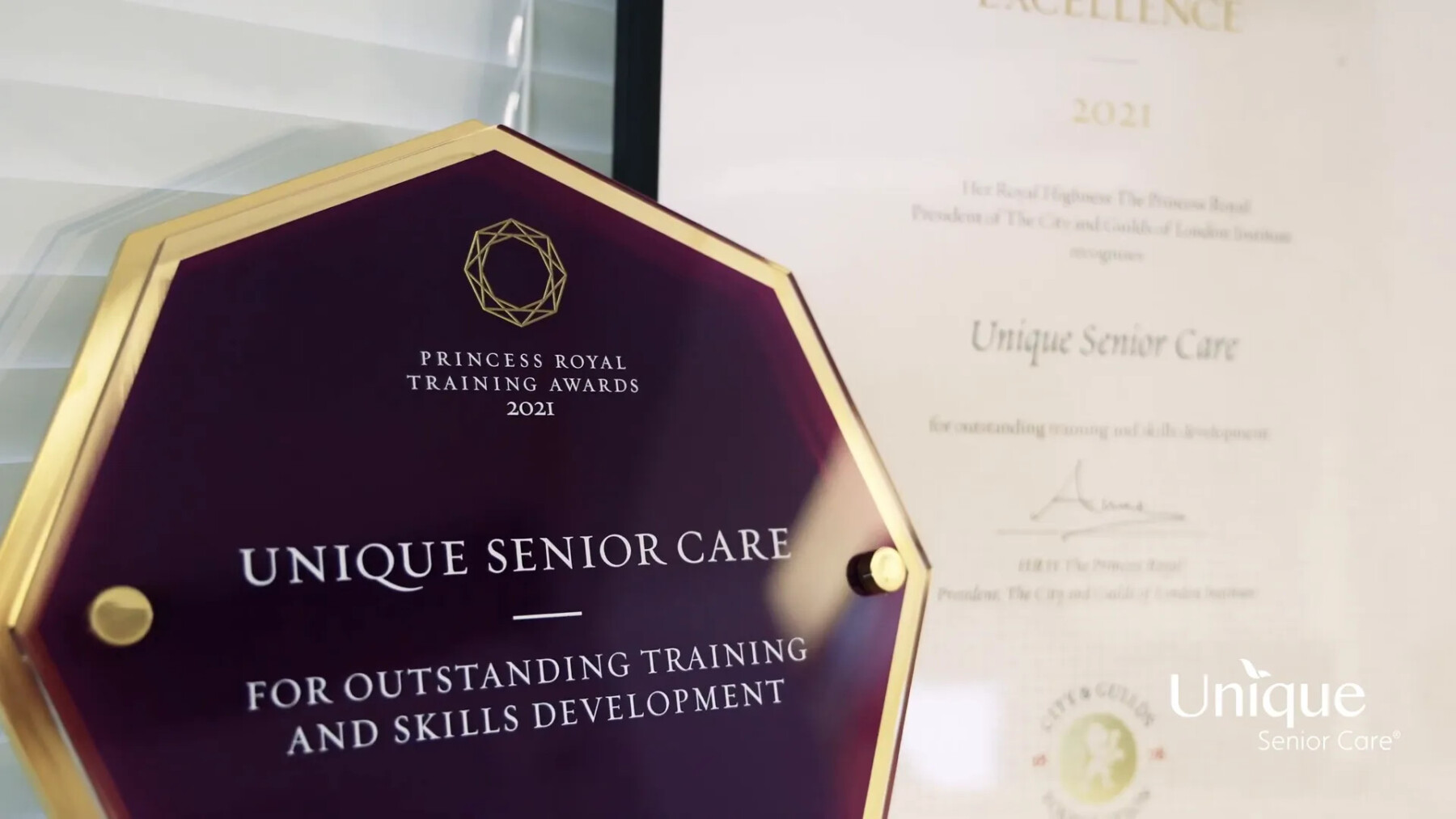 Award ceremony celebrating Unique Senior Care achievements