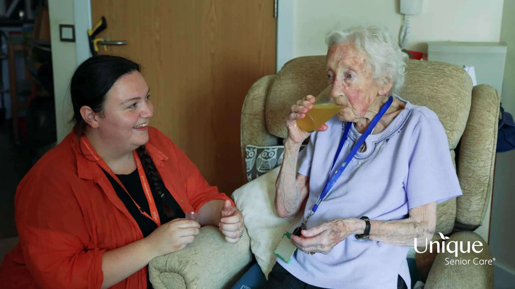 Caregiver building rapport with a client