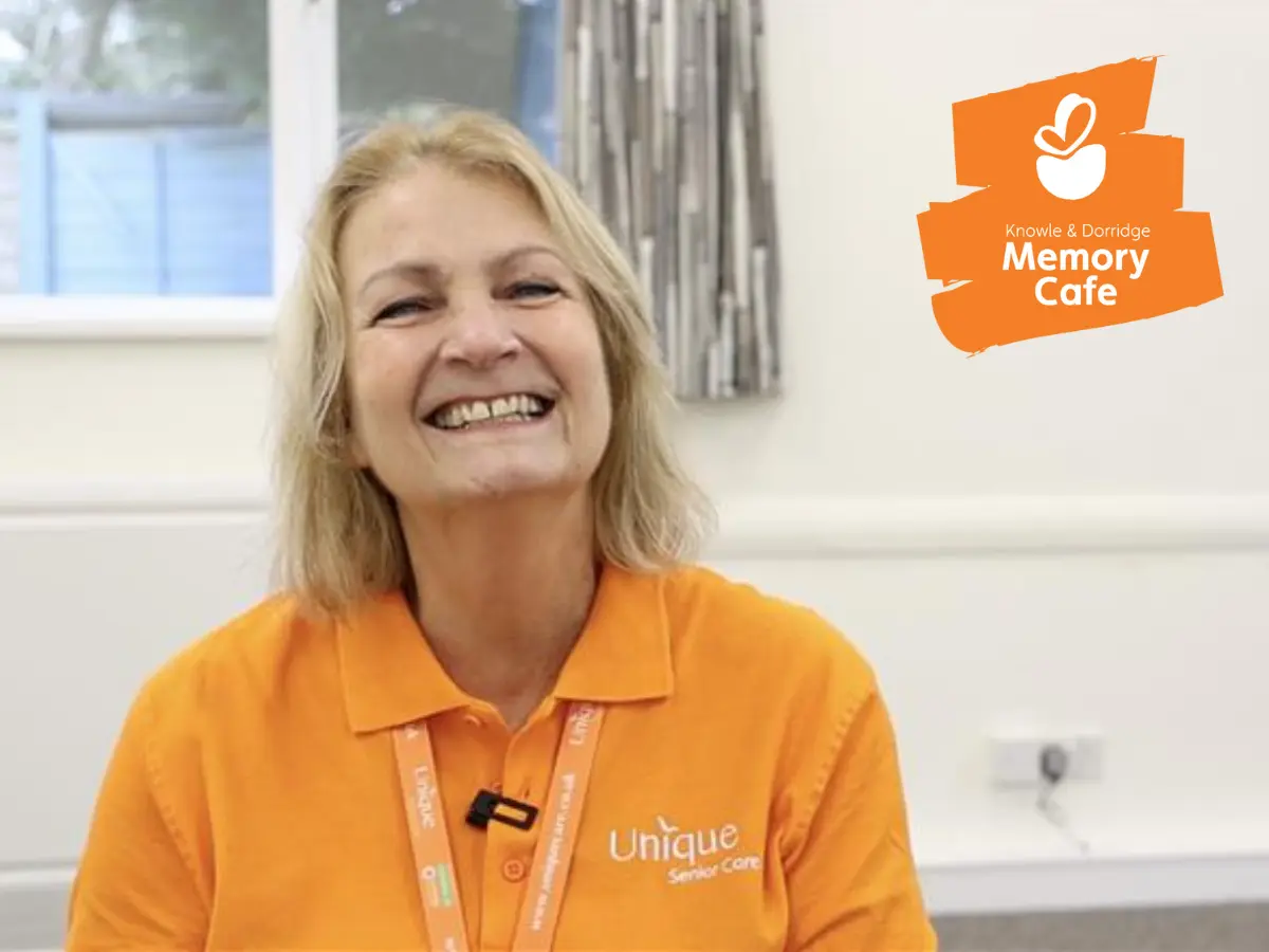 Thumbnail image for Knowle and Dorridge Memory Cafe intro video, showing Lynn Greenhill, lead coordinator