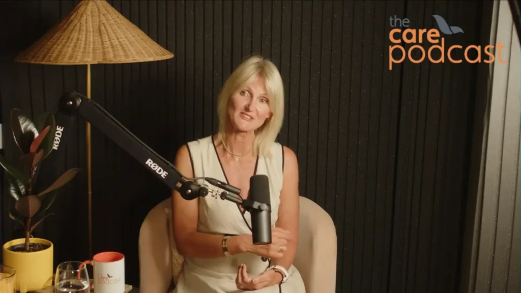 A still of Dominique Kent during her episode on the care podcast around preventative health