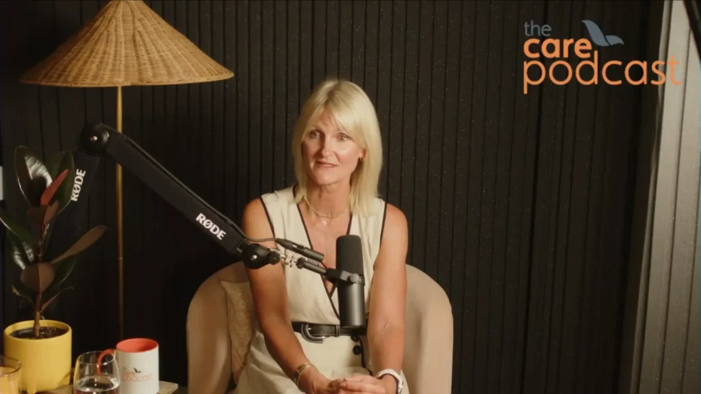 A still of Dominique Kent during her episode on the care podcast around preventative health