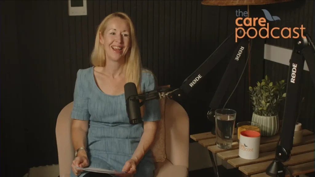A still image of Gary strong taken during filming of the podcast about arranging care for a loved one