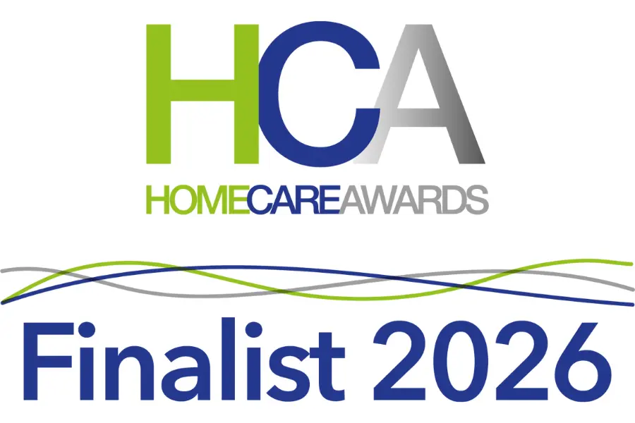 An image which has the Home Care Awards logo with 'finalist 2026' written underneath