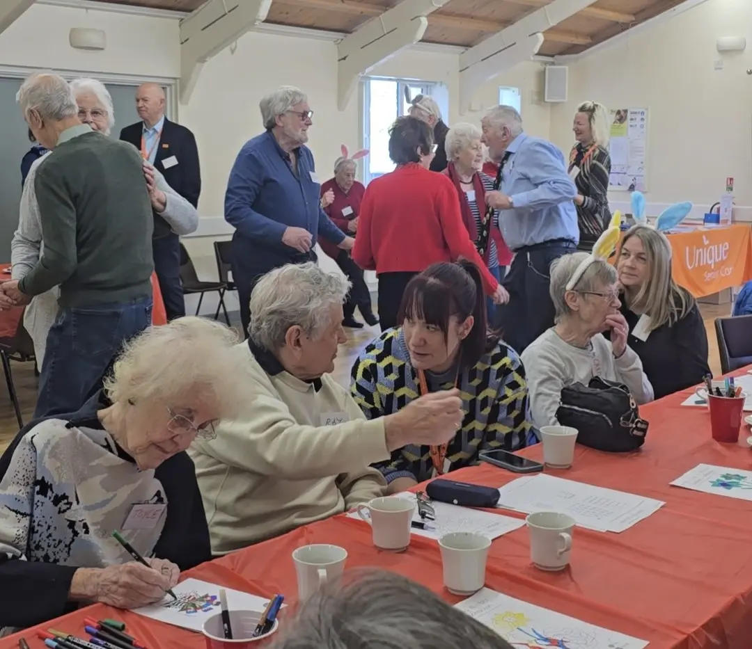 A group of attendees at the the Leamington memory cafe enjoying activities