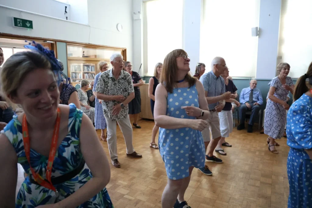 Attendees at the Knowle and Dorridge memory cafe tea dance dancing 