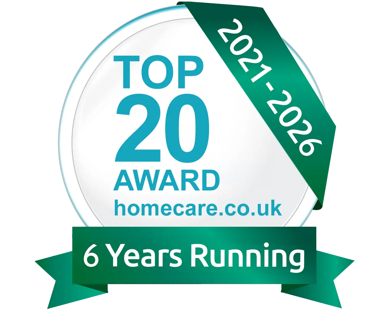 Homecare.co.uk Top 20 Care provider for last 6 years logo for unique senior care